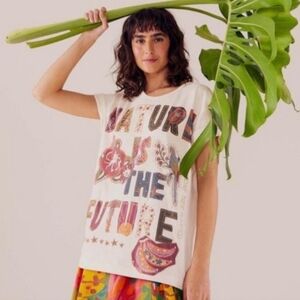 FARM RIO Nature Is The Future One Tree Planted Graphic Tee Cream M NWOT